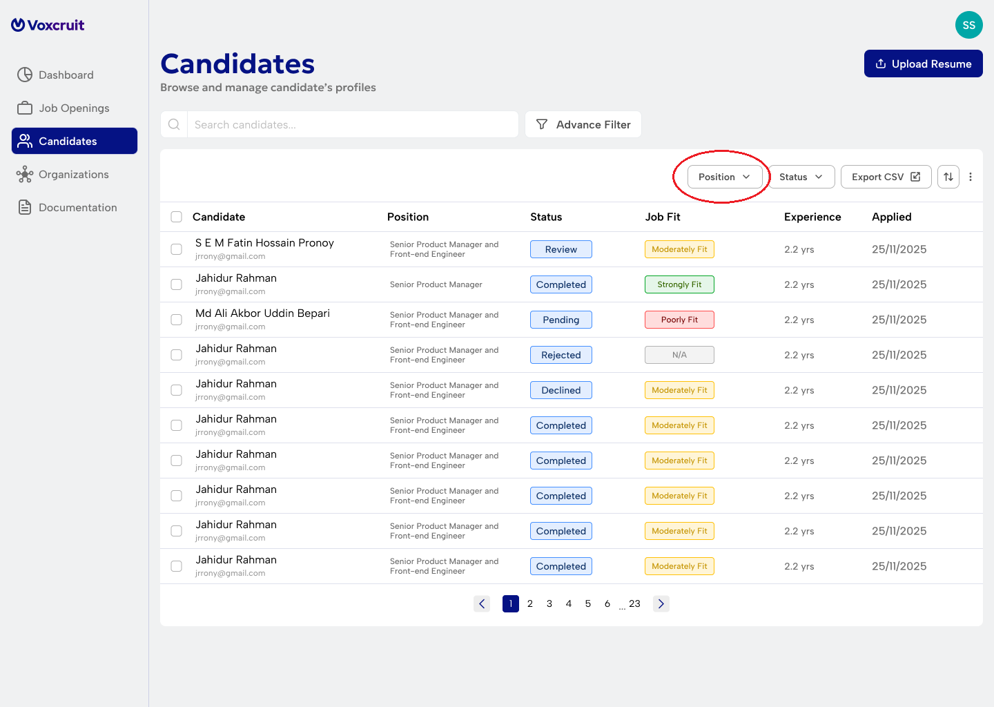 Candidate List